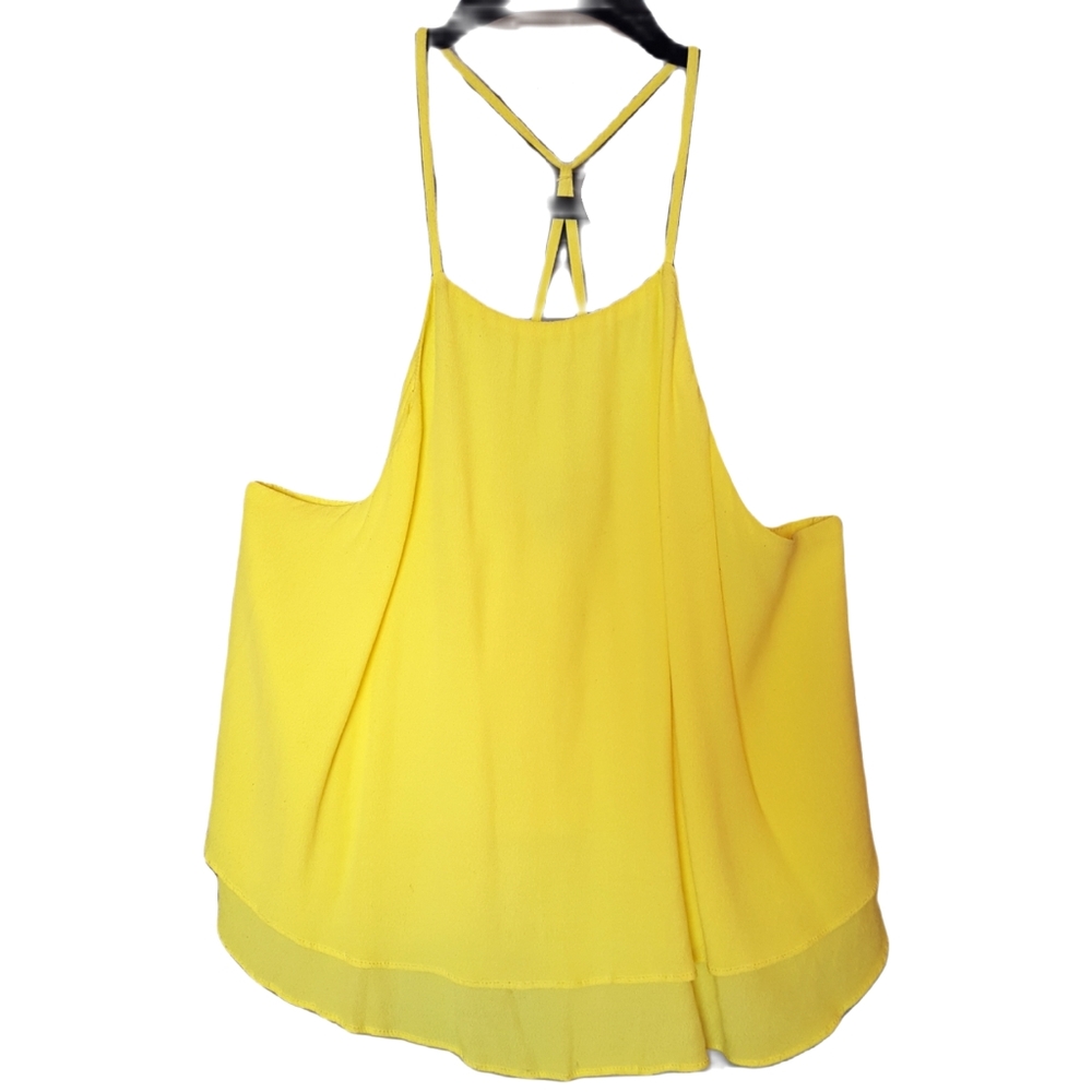 Forever 21 Neon Yellow Spaghetti Strap Rackerback Flowy Tank Top Size Medium